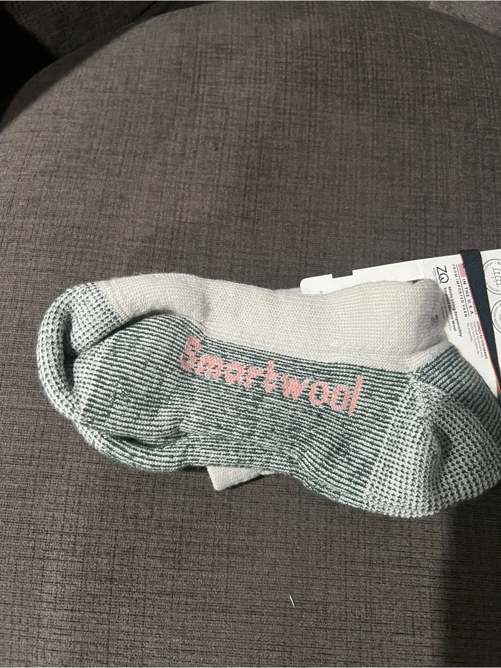 Smartwool Women's Crew Socks in Off-White with Green Accents NWOT
